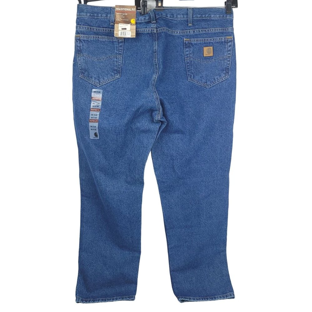 Carhartt Jeans NEW Men 44x30 Traditional Fit Tapered Leg Dark Wash Denim Work - Picture 4 of 12